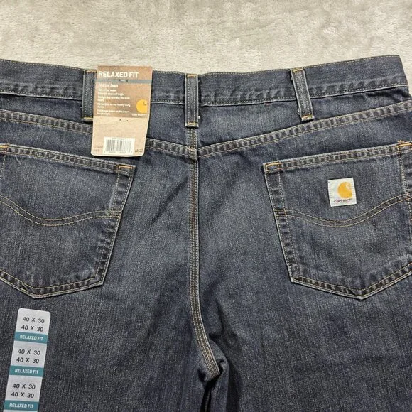 Carhartt Holter Jeans Mens 40x30 Blue Relaxed Fit Straight Leg Workwear 101483 - Picture 3 of 11